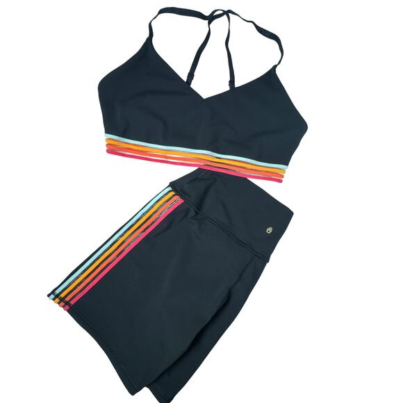 Spiritual Gangster Nikki Dream Tech Eco Jersey Bra & Side Stripe Shorts Set M
